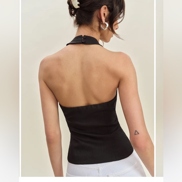 NWT Reformation BLACK TATE HALTER TOP Size 4 - Picture 3 of 9